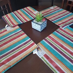 FIESTA colorful Strip Fabric Placemats-set Of 4